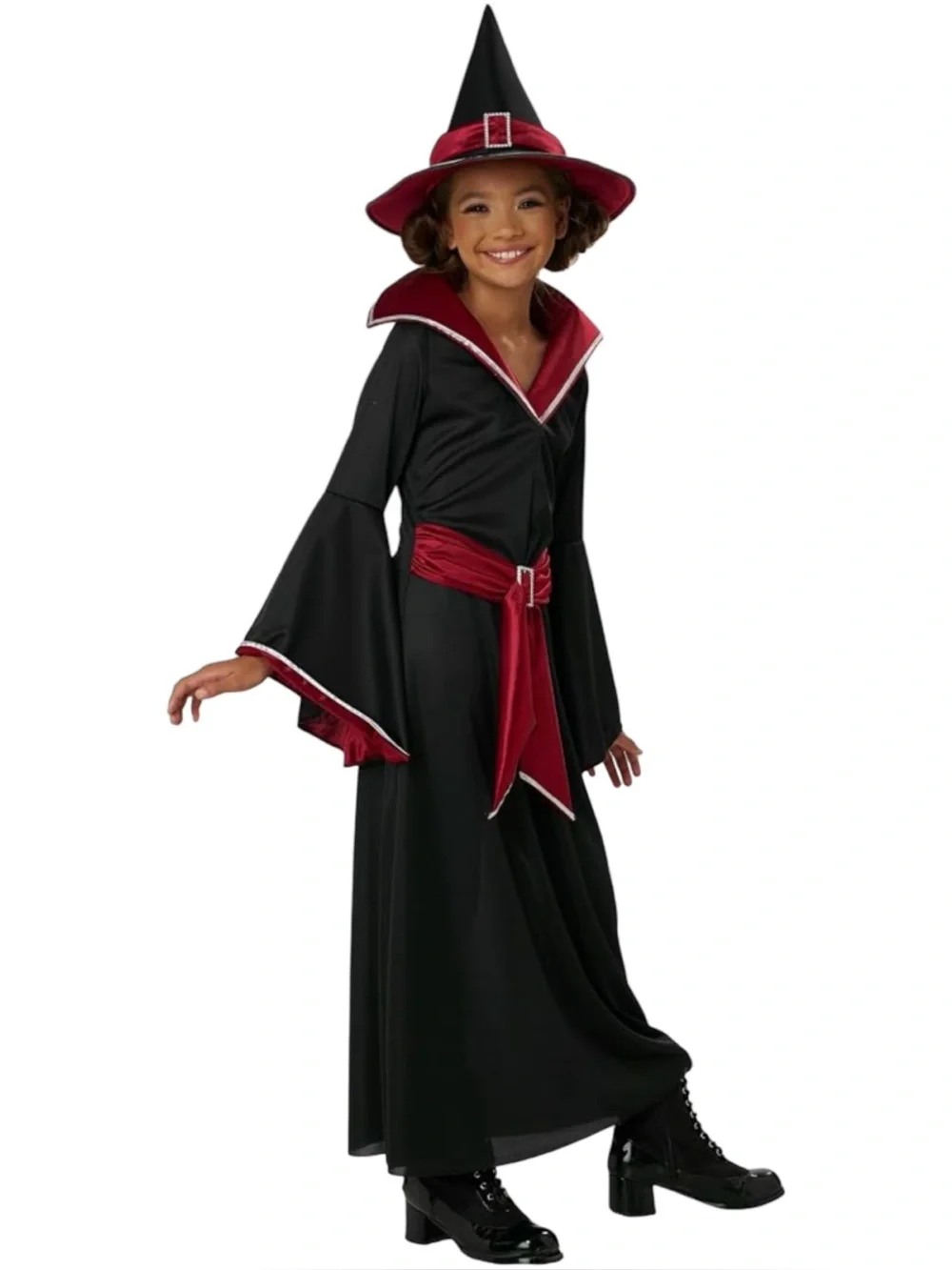 California Costumes Girls Black Red Glamour Witch Halloween Costume Dress Hat M